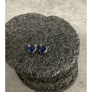 Sterling Silver Cat earrings blue